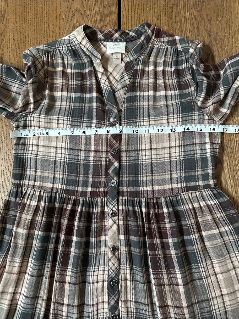 Knox Rose Plaid Long-Sleeve Tiered Mini Dress X-SMALL - Picture 10 of 14